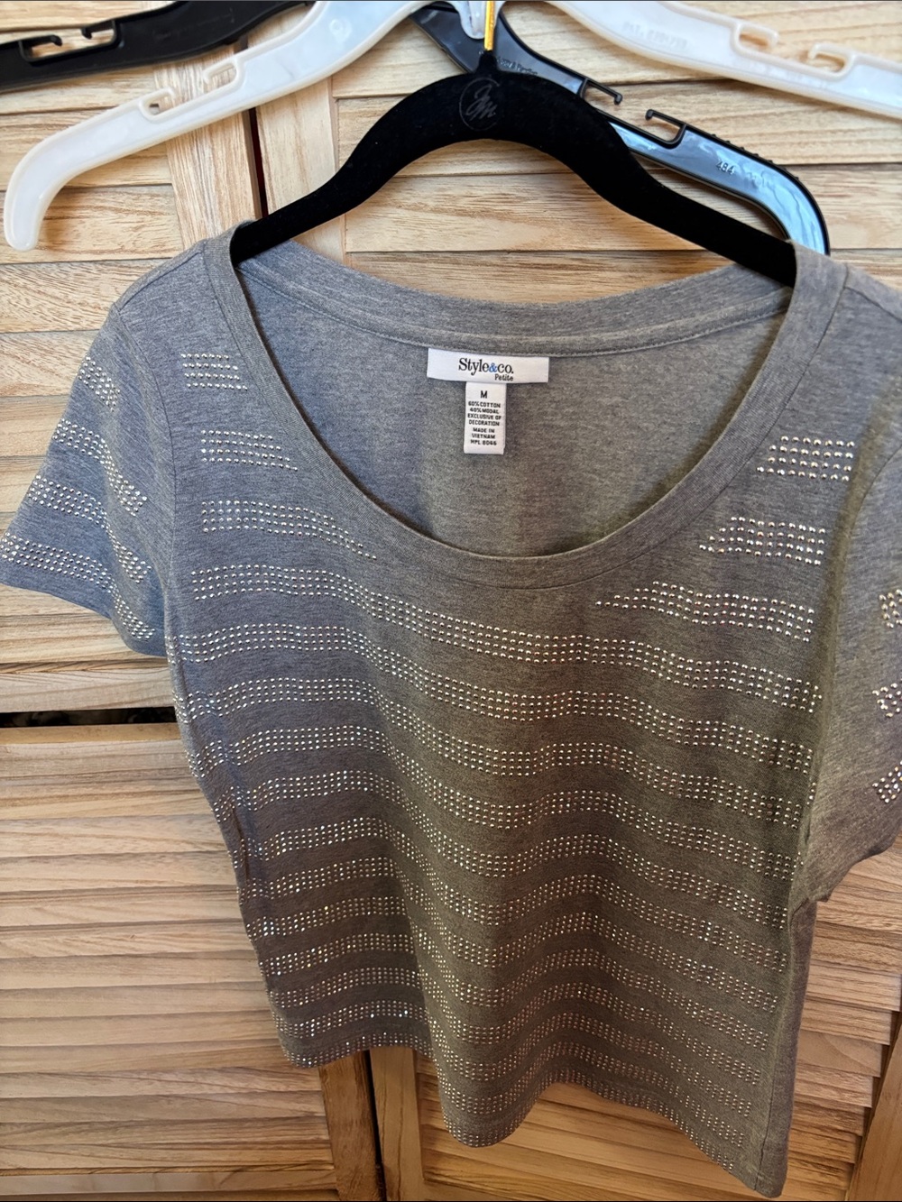 Style and Company  Short Sleeve Scoop Neck Top with Studded Stripe Detail PM